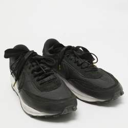Nike x Sacai Black/Grey Suede and Nylon LD Waffle Sneakers Size 46
