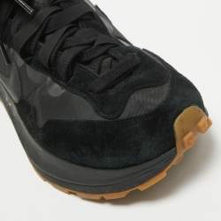 Pre Owned Nike x Sacai Black Leather and Nylon VaporWaffle Black Gum Sneakers Size 46