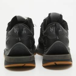 Pre Owned Nike x Sacai Black Leather and Nylon VaporWaffle Black Gum Sneakers Size 46