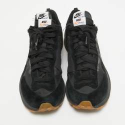 Pre Owned Nike x Sacai Black Leather and Nylon VaporWaffle Black Gum Sneakers Size 46