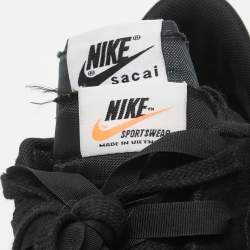 Pre Owned Nike x Sacai Black Leather and Nylon VaporWaffle Black Gum Sneakers Size 46