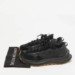 Pre Owned Nike x Sacai Black Leather and Nylon VaporWaffle Black Gum Sneakers Size 46
