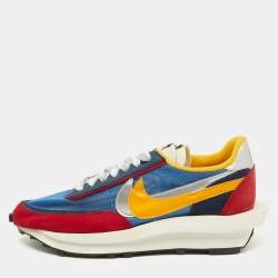 Pre Owned Nike x Sacai Multicolor Mesh and Leather LDWaffle Varsity Blue Sneakers Size 44.5