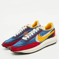 Pre Owned Nike x Sacai Multicolor Mesh and Leather LDWaffle Varsity Blue Sneakers Size 44.5