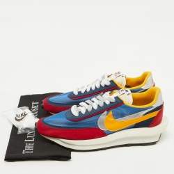 Pre Owned Nike x Sacai Multicolor Mesh and Leather LDWaffle Varsity Blue Sneakers Size 44.5