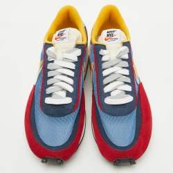 Pre Owned Nike x Sacai Multicolor Mesh and Leather LDWaffle Varsity Blue Sneakers Size 44.5