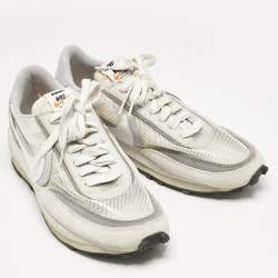 Nike x Sacai Grey/White  Mesh And Suede Vaporwaffle Low Top Sneakers Size 46