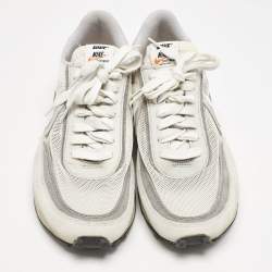 Nike x Sacai Grey/White  Mesh And Suede Vaporwaffle Low Top Sneakers Size 46