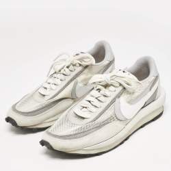 Nike x Sacai Grey/White  Mesh And Suede Vaporwaffle Low Top Sneakers Size 46