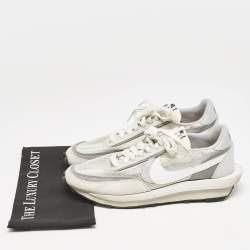 Nike x Sacai Grey/White  Mesh And Suede Vaporwaffle Low Top Sneakers Size 46