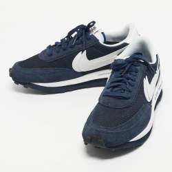 Pre Owned Nike x Sacai Navy Blue Suede and Mesh LD Waffle SF Blue Void Sneakers Size 47.5