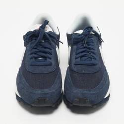 Pre Owned Nike x Sacai Navy Blue Suede and Mesh LD Waffle SF Blue Void Sneakers Size 47.5