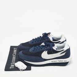 Pre Owned Nike x Sacai Navy Blue Suede and Mesh LD Waffle SF Blue Void Sneakers Size 47.5