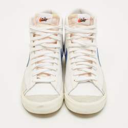 Pre Owned حذاء رياضي نايكي x ساكاي بليرز جلد أبيض ومخمل هربان 77 عتيق برقبة عالية مقاس 45