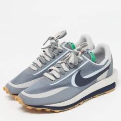 Pre Owned Nike x Sacai LD Waffle Kiss of Death 2 Size 45 Grey Mesh and Leather Low Top Sneakers