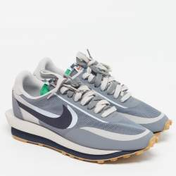 Pre Owned Nike x Sacai LD Waffle Kiss of Death 2 Size 45 Grey Mesh and Leather Low Top Sneakers