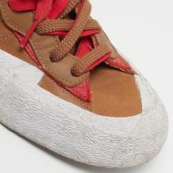 Pre Owned Nike x Sacai Blazer Size 44 Brown/Red Leather and Suede Lace Up Sneakers