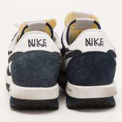 Nike x Sacai Navy Blue/White  Mesh And Suede Vaporwaffle Low Top Sneakers Size 46