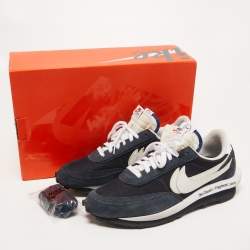 Nike x Sacai Navy Blue/White  Mesh And Suede Vaporwaffle Low Top Sneakers Size 46
