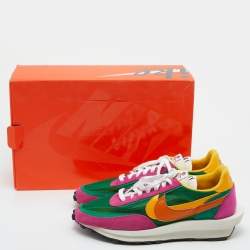 Nike x Sacai Navy Multicolor Mesh, Leather and Suede Vaporwaffle Low Top Sneakers Size 45