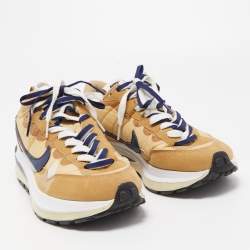 Nike x Sacai Tricolor Leather and Fabric VaporWaffle Sesame Blue Void Sneakers Size 42