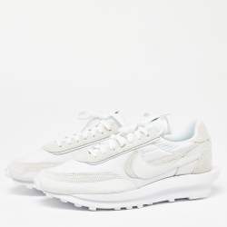 Nike x Sacai White Suede,Leather and Nylon LD Waffle Sneakers Size 46