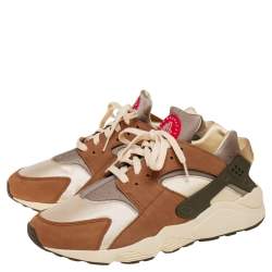  Nike Air Huarache Stussy Desert Oak Tan Suede And Fabric Low Top Sneakers Size 45.5