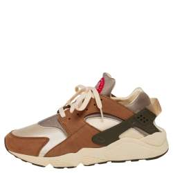  Nike Air Huarache Stussy Desert Oak Tan Suede And Fabric Low Top Sneakers Size 45.5