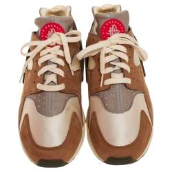  Nike Air Huarache Stussy Desert Oak Tan Suede And Fabric Low Top Sneakers Size 45.5