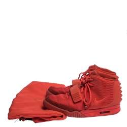 Nike Air Yeezy Red Suede, Nylon And Rubber October High Top Sneakers Size 44