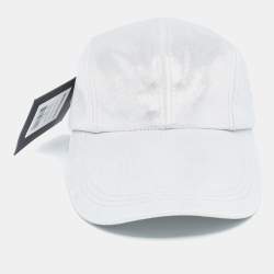 Norma Kamali Silver Lame Long Bill Baseball Cap One Size