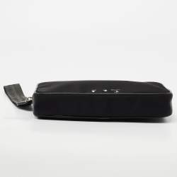 Pre Owned Off-White Black Nylon Logo Print Wristlet Clutch