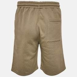 Off-White Khaki Green Cotton Knit Shorts S