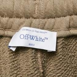Off-White Khaki Green Cotton Knit Shorts S