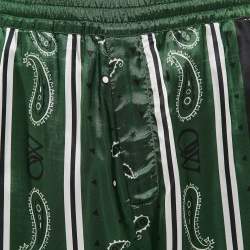 Off-White Green Bandana Print Satin Bermuda Shorts M