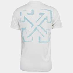 Off-White White Printed Cotton Knit Crew Neck T-Shirt XS