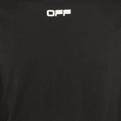 Pre Owned Off-White Black Airport Tape Print Cotton Long Sleeve T-Shirt M