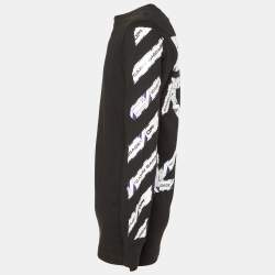 Pre Owned Off-White Black Airport Tape Print Cotton Long Sleeve T-Shirt M