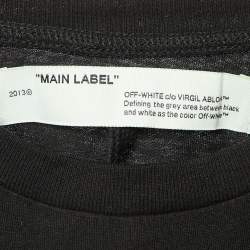 Pre Owned Off-White Black Airport Tape Print Cotton Long Sleeve T-Shirt M