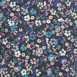 Pre Owned Off-White Blue Floral Print Cotton Short Sleeve Shirt M