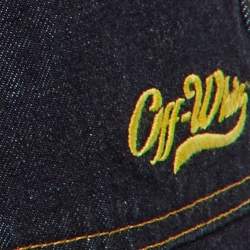 Pre Owned شورت أوف وايت جينز أزرق مطرز مقاس وسط (ميديوم) خصر 32"