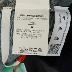 Pre Owned شورت أوف وايت جينز أزرق مطرز مقاس وسط (ميديوم) خصر 32"