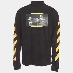 Pre Owned Off-White Black Caravaggio Painting Cotton Mock Neck Long Sleeve T-Shirt XS 