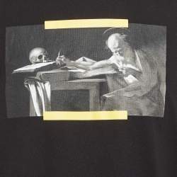 Pre Owned Off-White Black Caravaggio Painting Cotton Mock Neck Long Sleeve T-Shirt XS 