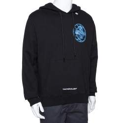 Pre Owned Off White Black 3D Crossed Off Printed Cotton Hooded Sweatshirt L