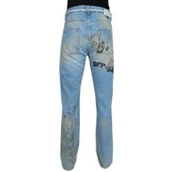 Off-White Blue Wizard Extreme Bleach Denim Relaxed Fit Jeans M
