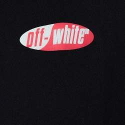 Pre Owned Off-White Black Diagonal Split Logo Cotton Slim Hoodie XL