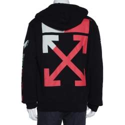 Pre Owned Off-White Black Diagonal Split Logo Cotton Slim Hoodie XL