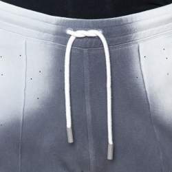 Pre Owned بنطلون رياضي أوف وايت مزخف كريستال قطن طلاء اسبراي رمادي M