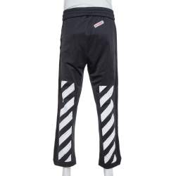 Pre Owned Off-White Black Knit Diagonal Brushed Stripe Detail Track Pants XL